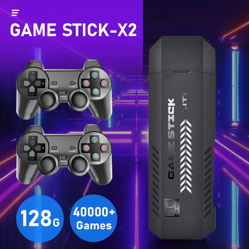 X2 Plus Game Stick Retro Console,Built in 40000+ games 128GB,with