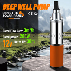 12V Submersible Solar Water Pump for Farm Ranch Deep Well Irrigation