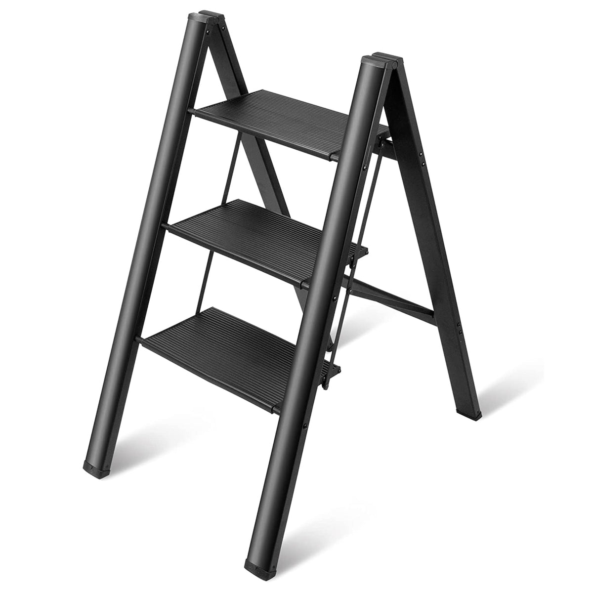 3 Step Folding Ladder Lightweight Aluminum Step Stools for Adults  Portable Stepladder Holds up to 150KG, for Household and Office Home Kitchen