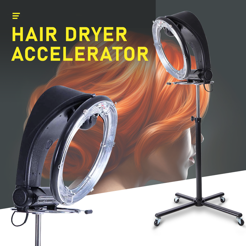 Free Standing Hair Dryer Accelerator Colour 360 Rotating Halo Rolling Salon Equipment Height Adjustable Temperature and Timer Contror Hairdryer