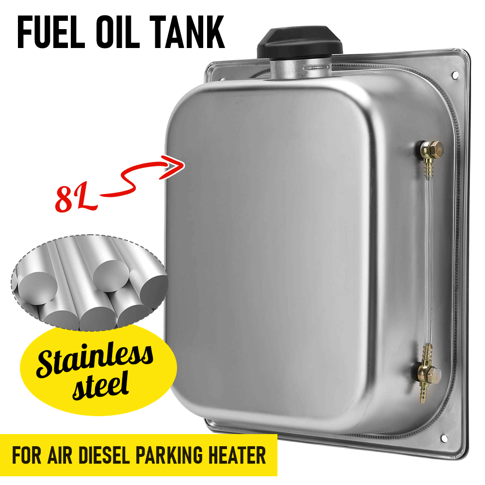 8L Petrol Fuel Tank Stainless Steel Diesel Fuel Tank Portable Diesel Container Backup Petrol Storage Tank For  Truck Van External Fuel Tank