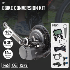 Electric Machine 36V 250W Ebike Motor Mid Drive Electric Bike Conversion Kit 80N-M Max Torque with LCD Display Fit BB68-73mm Bike