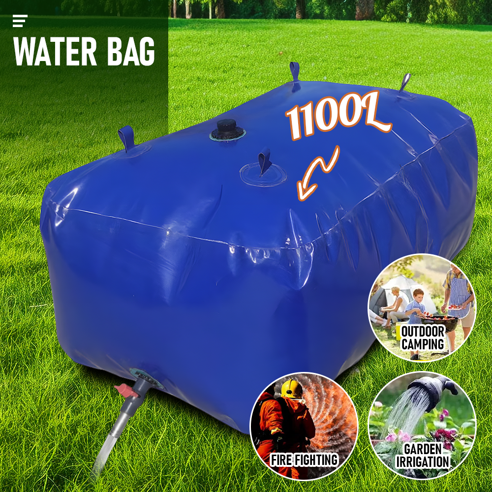 1100L Foldable Water Bladder Tank Non-Toxic Large Capacity Water Storage Bag Wear Resistant With Valve for Outdoor Camping Drought Fire Agriculture