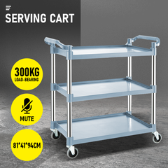 3 Tier Service Cart Trolley Restaurant Kitchen Food Serving Catering Large Shelf 300kg Capacity with Locking Wheels Hotel Restaurant Utility Cart