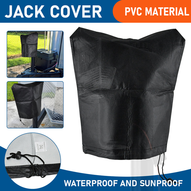 Jack Cover Waterproof Universal Protective Cover Weather Protect for Trailer Jack RV Electric Tongue 45x39cm Black