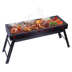 Charcoal BBQ Grill Folding Portable Camping Barbecue Grill Lightweight for Outdoor GrillingCamping Hiking Picnics Tailgating Backpack Party 60x22x37cm