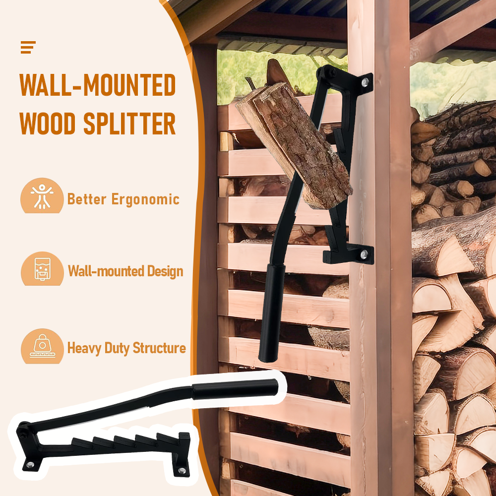 Log Firewood Kindling Splitter Portable Hand Manual Softwood Wood Splitting Tool Wall Mounted Wood Chipper for Camping Household Indoor Outdoor