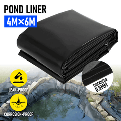 HDPE Pond Liner 4mx6mx0.5mm Garden Pools Underlayment Membrane Reinforced Black