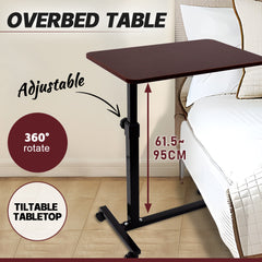 Portable Mobile Height Adjustable Overbed Bedside Table Over Sofa Bed Side Table with 4 Lockable Swivel Rolling Wheels Laptop Computer Desk