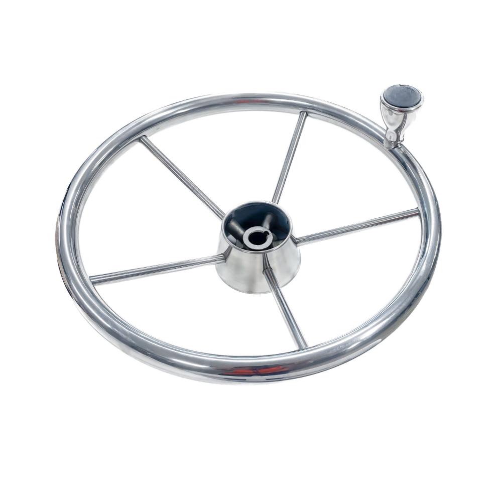 Destroyer Style Boat Steering Wheel 304 Stainless Steel 13.5" Diameter 25° Dish Mirror Finish Misty Harbor Compatible