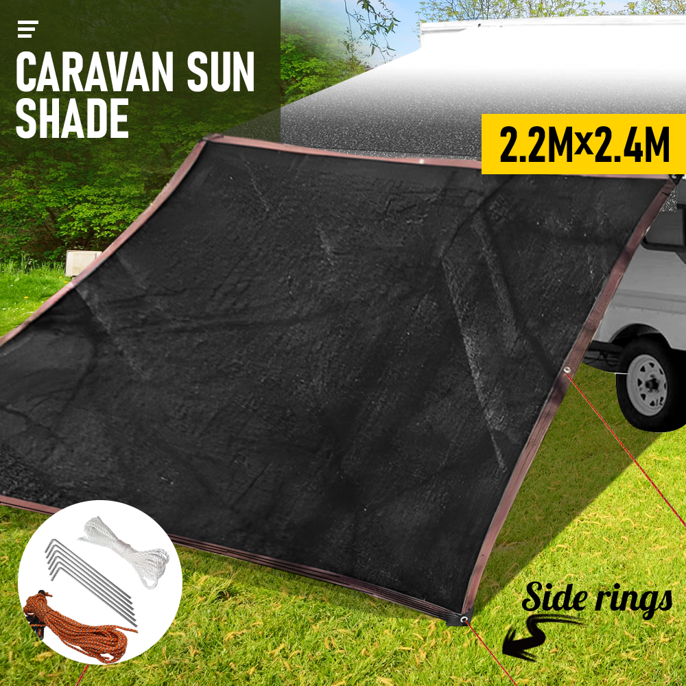 98 Shade Rating 2.4M Black Caravan End Wall Privacy Screen Sun Shade Roll