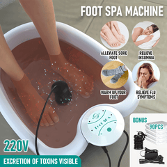 Ionic Foot Detox Bath Spa Machine 220V Ion Foot Basin Cleanse Massage Foot Soak Tub Kits With Heat Beauty and Health Care Tool Set White