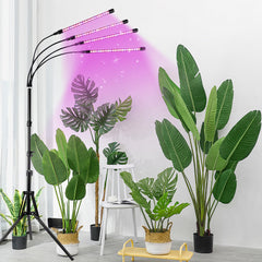 LED Grow Light 4 Head Full-Spectrum Floor Plant Lamp with 3/9/12H Timer Adjustable Tripod Stand and Remote Control for Indoor Plant Growth Seed Starting