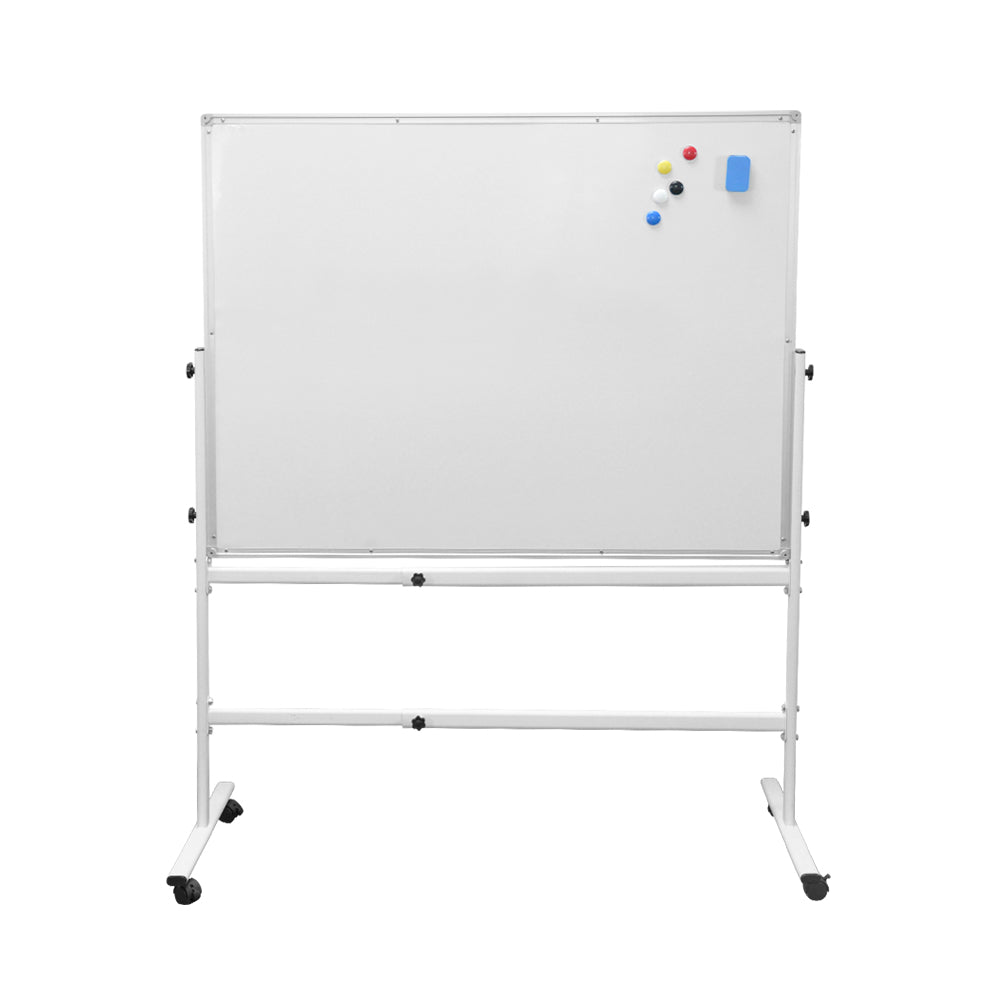 Mobile Whiteboard Portable Rolling Magnetic Whiteboard Height Adjustable Panel Rotatable with Magnetic Eraser and 2 Sets Marker for Office Classroom Home