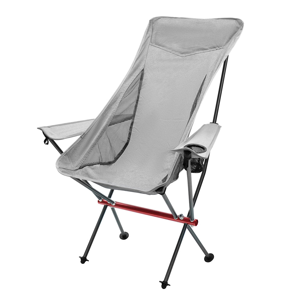 Ultra-Light 1.5KG Portable Folding Rock Camping Chair No Tools Setup 150kg Capacity Heat-Resistant Oxford Fabric Armrests Design with Side Pockets