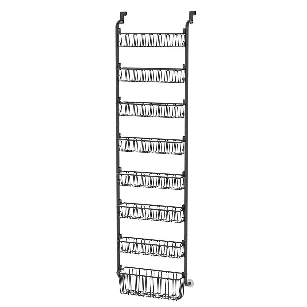 Over Door Organizer 8 Tier Detachable Basket Metal Hanging Pantry Organizer Hanging Storage Door Organization for Bedroom Bathroom Kitchen Black