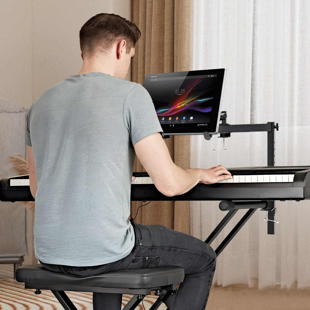 2 Tier Double Keyboard Stand Portable Heavy Duty Liquid Stands Height and Width Adjustable For Electric Digital Piano and Synths Fits Z Style Stand