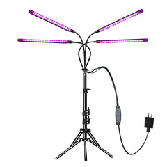 LED Grow Light 4 Head Full-Spectrum Floor Plant Lamp with 3/9/12H Timer Adjustable Tripod Stand and Remote Control for Indoor Plant Growth Seed Starting