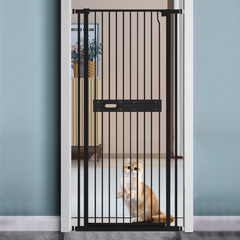 Extra Tall 150cm Baby Pet Security Gate Balck Safety Gate Easy Fit Fence Two Way Opening No Drill Needed Extension Part