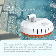 Seaflo Pool Cover Pump Auto On-Off with 25ft Cord 3/4" Hose Adapter Durable Build and Automatic Operation for Easy Water Removal