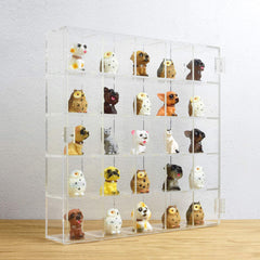 Acrylic Display Case 25 Compartments Mountable Clear Cabinet Transparent Stand With Door for Collectibles Gemstone and Mini Figures 10.7x2x10.5 inch