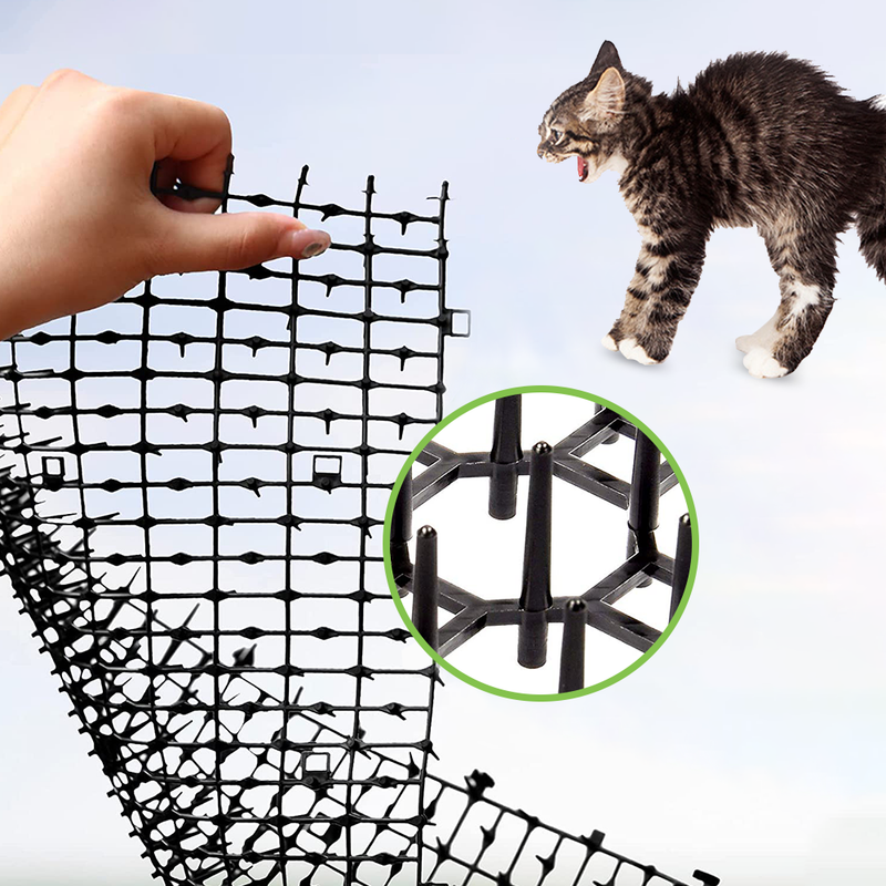 4M Cat Scat Mat Spikes Deterrent Fence Protector Prickle Strips Anti-Cats Network Digging Stopper Pest Repellent Spike Deterrent Mat 2 Rolls