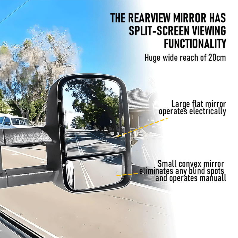 Front Pair Extendable Towing Mirrors Fit for Nissan Patrol GU/Y61 1997-2016 Manual Foldable Split View  Black 2pcs