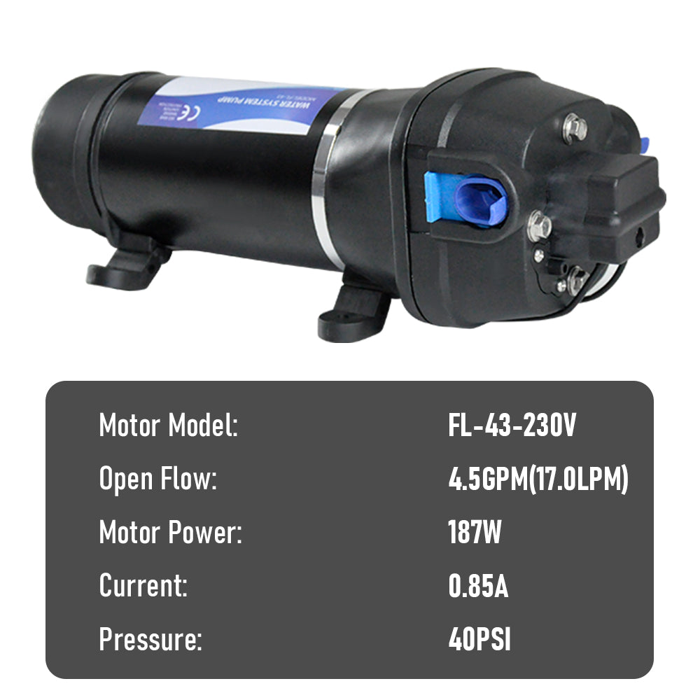 230V High Pressure Water Pump Diaphragm Self Priming 40PSI 4.5GPM 17L Per min for Agricultural Irrigation Cooling Water Circulation Liquid Transfer