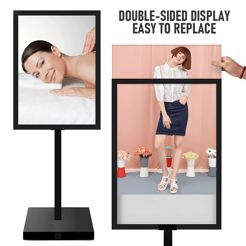 A1 Double Sided Sign Poster Sign Floor Frame Poster Stand Advertising Display Stand for Store Mall Shopping Guide Wedding Meeting Office Metal Black
