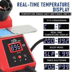 60W Digital Display Soldering Iron Station Kit Adjustable Precise Temp Fast Heating with 2 Helping Hands Conversion Auto Sleep Calibration Functions