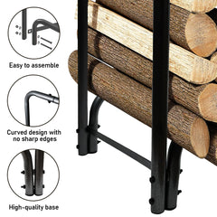 Steel Firewood Rack Wood Stacker Holder Log Storage Rack Stand Heavy Duty Outdoor 150kg Capacity Lumber Storage Organizer