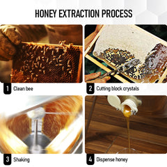 Electric Stainless Steel Honey Extractor Beekeeping Extraction 4-Frame Honeycomb Drum Spinner with 140W Motor and 2 Clear Lids Height Adjustable Stand