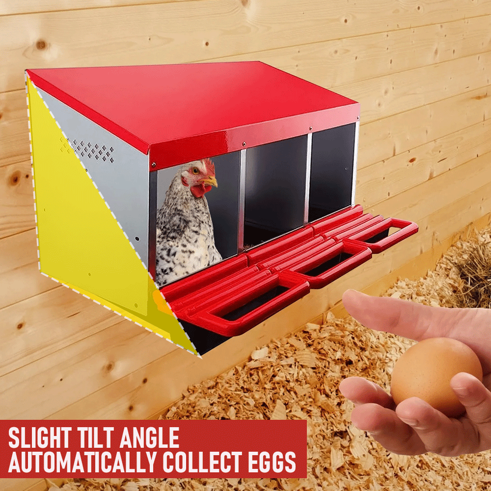 Chicken Hen Coop Hutch Laying Nesting Box 3 Holes Inside Outside Roll Away Design