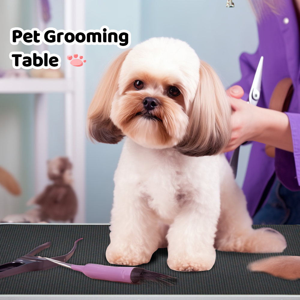 Folding Non-Slip Grooming Table with Adjustable Arm for Pet Bathing and Grooming