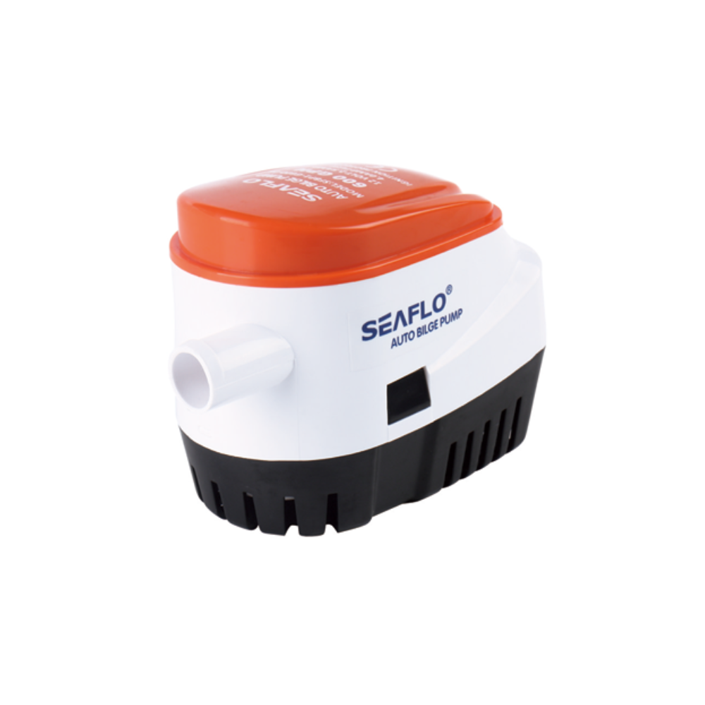 SEAFLO 1100 GPH Automatic Bilge Pump 12V with Built-in Switch Hose Clamps 4.5ft PVC Hose 1-Inch Thru-Hull Fitting for Boats Fully Submersible Durable