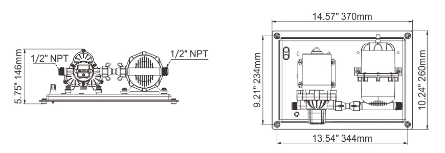 Seaflo Water Pressure System Pump with Integrated Accumulator Tank 3.0GPM/11.3LPM