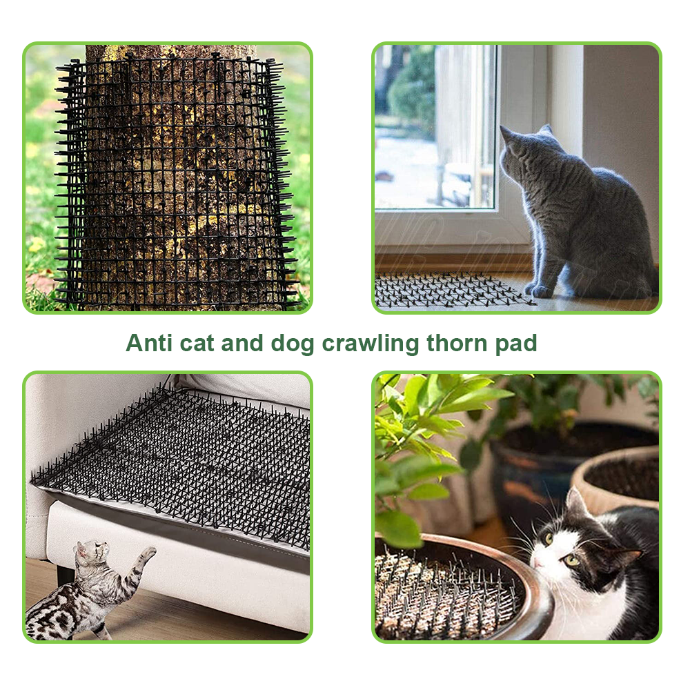 4M Cat Scat Mat Spikes Deterrent Fence Protector Prickle Strips Anti-Cats Network Digging Stopper Pest Repellent Spike Deterrent Mat 2 Rolls