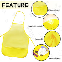 35 Pack Kids Aprons Yellow Children's Artists Fabric Aprons Kids Painting Aprons for Age 3 to 7