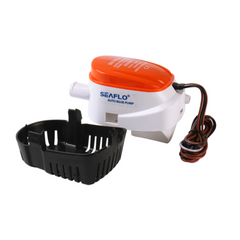 SEAFLO 1100 GPH Automatic Bilge Pump 12V with Built-in Switch Hose Clamps 4.5ft PVC Hose 1-Inch Thru-Hull Fitting for Boats Fully Submersible Durable