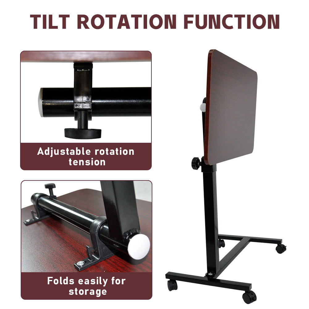 Portable Mobile Height Adjustable Overbed Bedside Table Over Sofa Bed Side Table with 4 Lockable Swivel Rolling Wheels Laptop Computer Desk