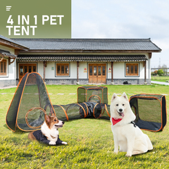 Portable Pet Play Tent Cat Puppy Playpen Tunnel Cube Dog 4 Tents in One Small Animal Compound House with Storage Bag for Indoor and Outdoor