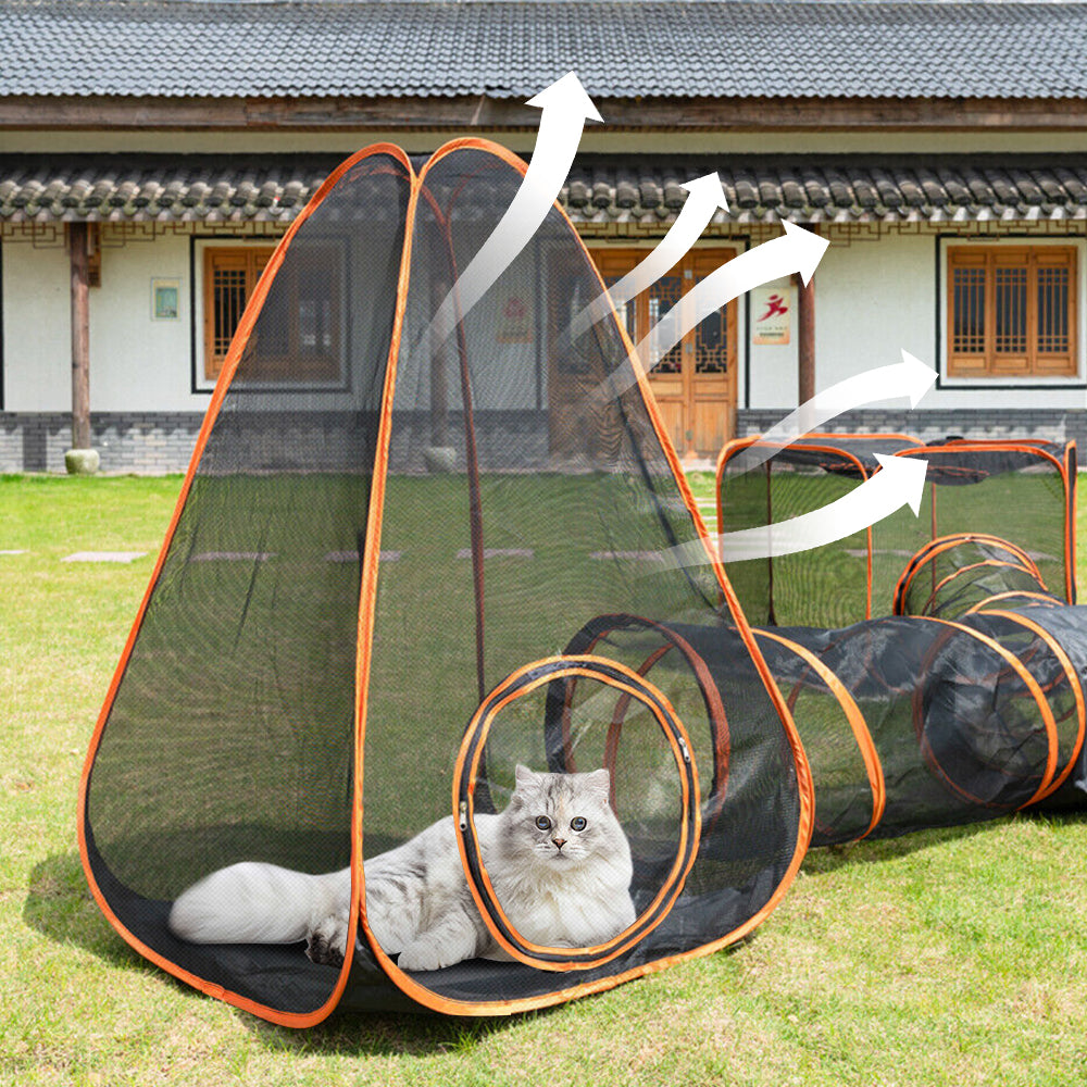 Portable Pet Play Tent Cat Puppy Playpen Tunnel Cube Dog 4 Tents in One Small Animal Compound House with Storage Bag for Indoor and Outdoor