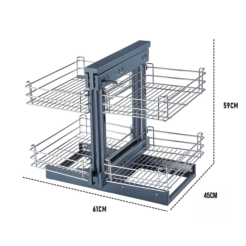 Blind Corner Pull Out Organizer for 31.5'' Cabinet Left Open & Right Open Compatible Min Opening 15'' 2 tier Pull Out Basket Soft Close Bottom Mount