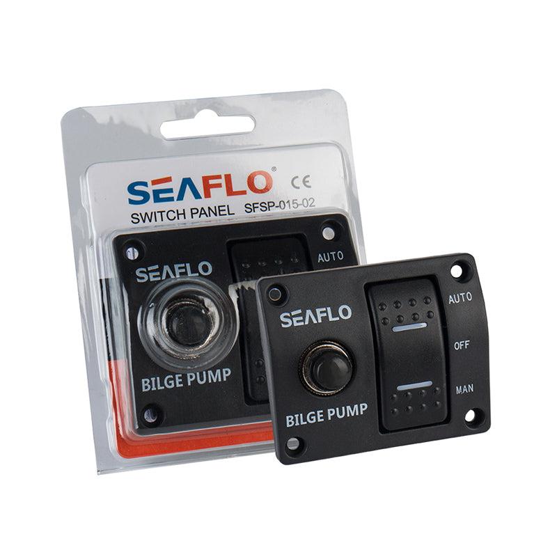 SEAFLO Marine Bilge Pump Switch Panel with LED Indicator Auto-Manual Control High Current Protection Durable Aluminum Build