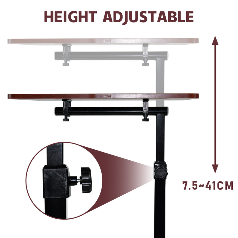 Portable Mobile Height Adjustable Overbed Bedside Table Over Sofa Bed Side Table with 4 Lockable Swivel Rolling Wheels Laptop Computer Desk