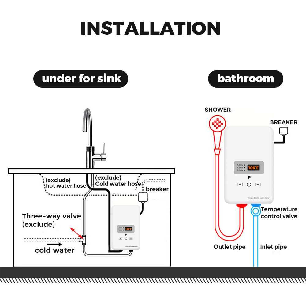 6500W Electric Instant Hot Water White Heater System Under Sink Rapid Heating Mini Tankless Heater Electricity Saving 220V Over Heating Protection