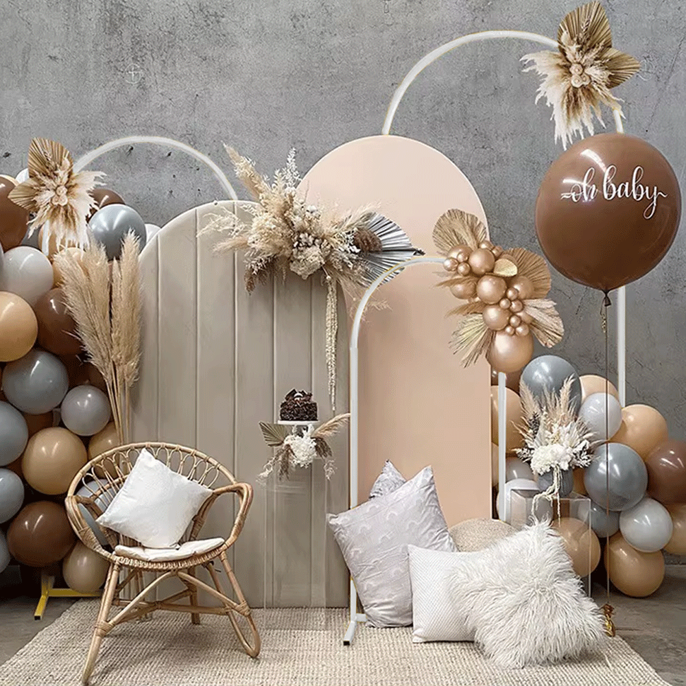 Metal Arch Backdrop White Stand Wedding Arch Stand Set of 3 (6FT/5FT/4FT) Square Arched Frame for Outdoor Birthday Party Ceremony