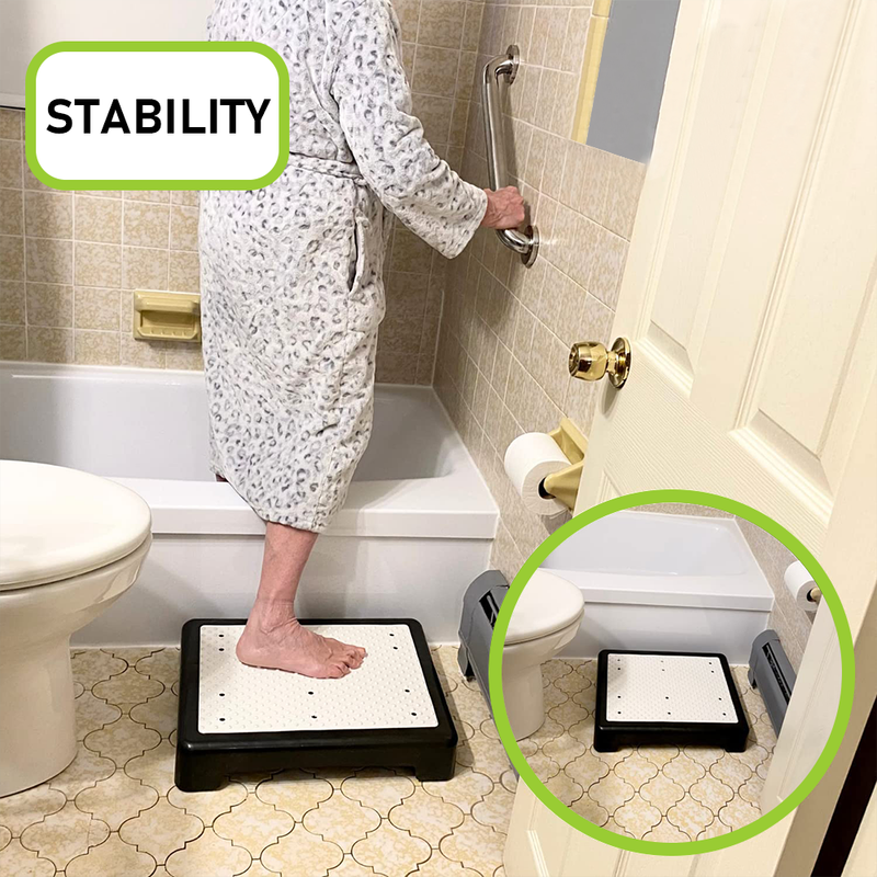 Portable One Step Stool Non-Slip Indoor/Outdoor Mobility Platform for Adults Elderly Versatile Assistance for Cars Beds Doors Stairs Bathrooms Sleek Black