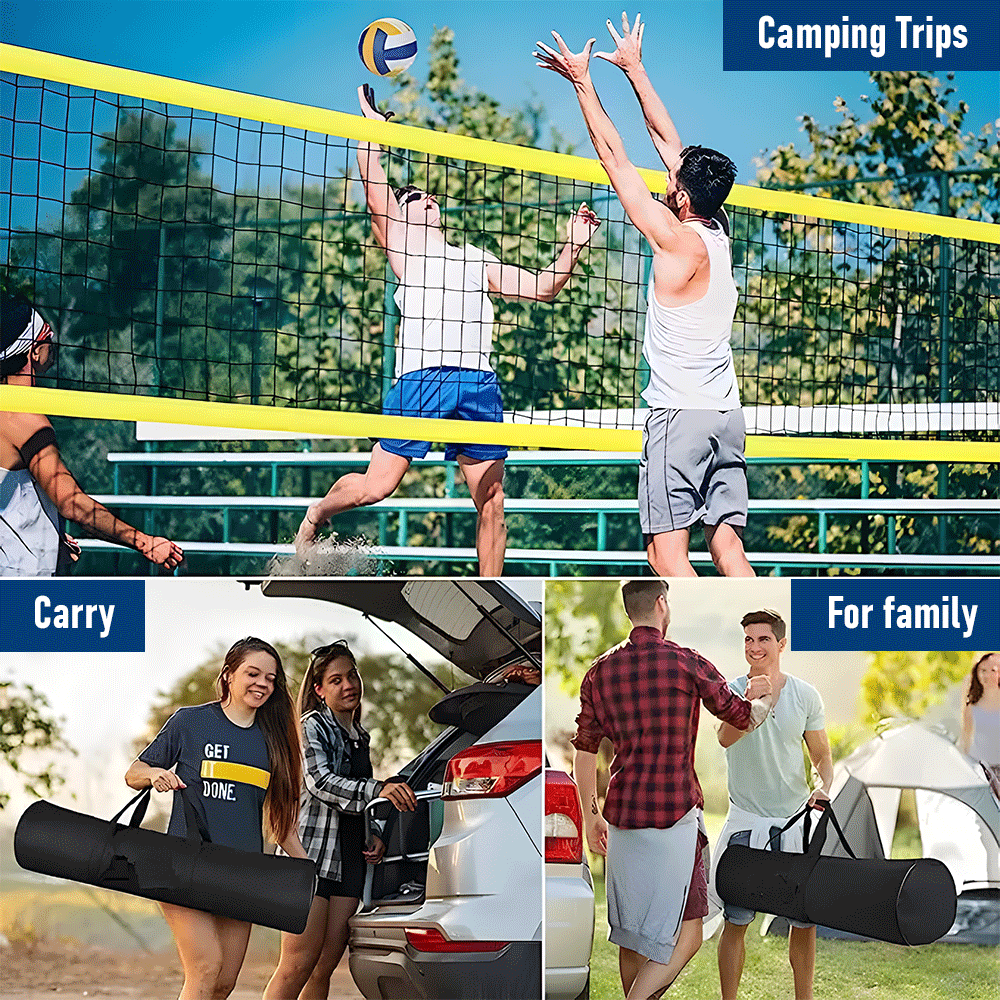 Portable Professional Volleyball Net Set Sports Mesh with Height Adjustable Pole and Ball Pump Beach Backyard Outdoor Training for Kids Adults Volleyball