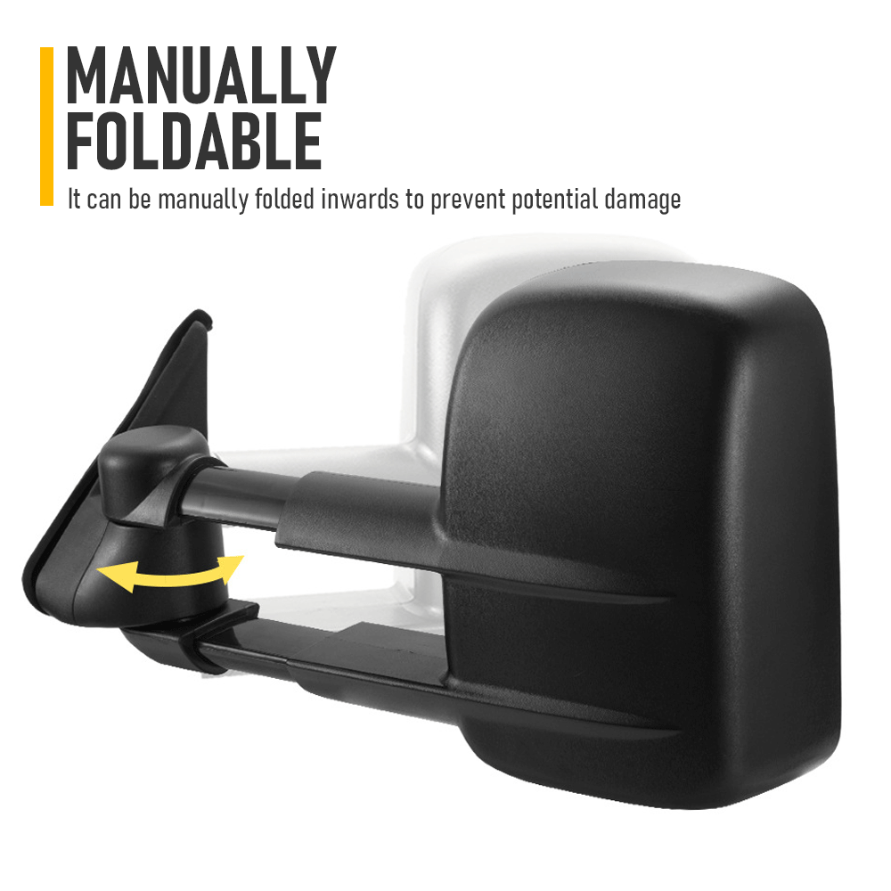 Front Pair Extendable Towing Mirrors Fit for Nissan Patrol GU/Y61 1997-2016 Manual Foldable Split View Black 2pcs